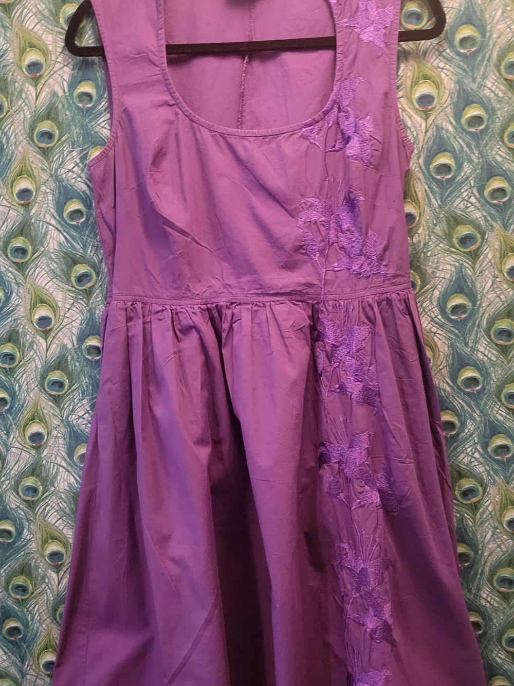 eshakti Purple Sleeveless Embroidered Midi Dress